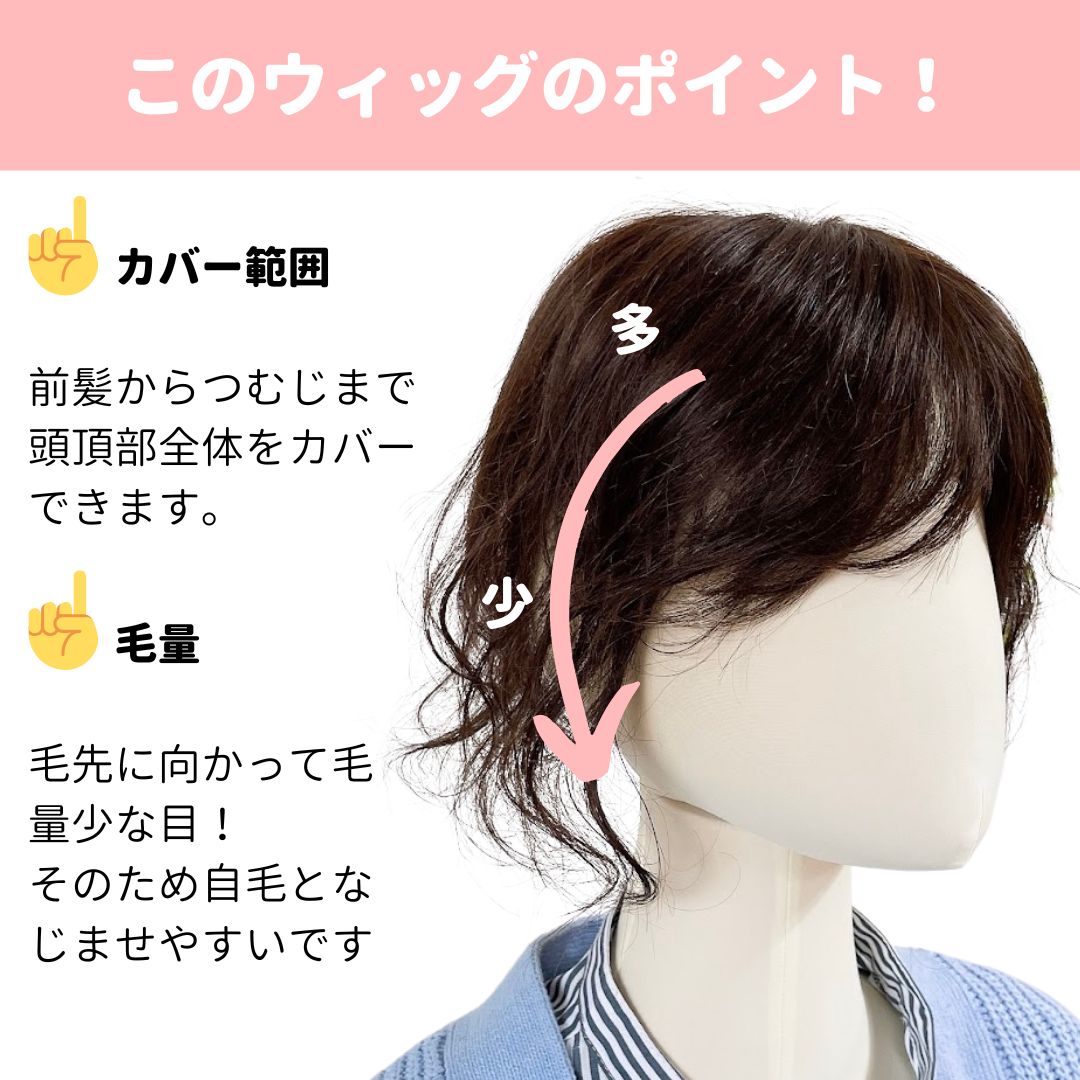 新品 ☆アウトレット☆ 人毛100％くせ毛さん用ヘアピース ブラウン