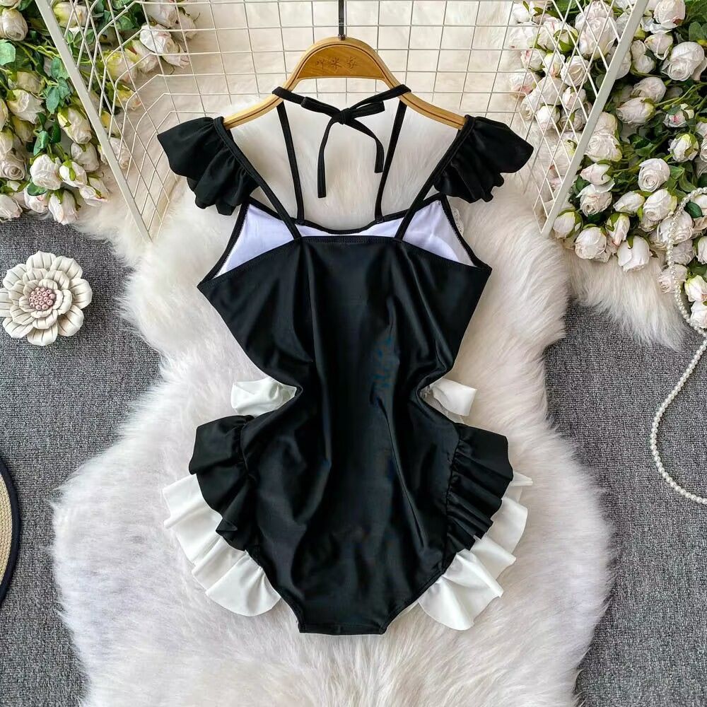 水着 レディース 体型カバー ワンピース 地雷系 かわいい 水玉