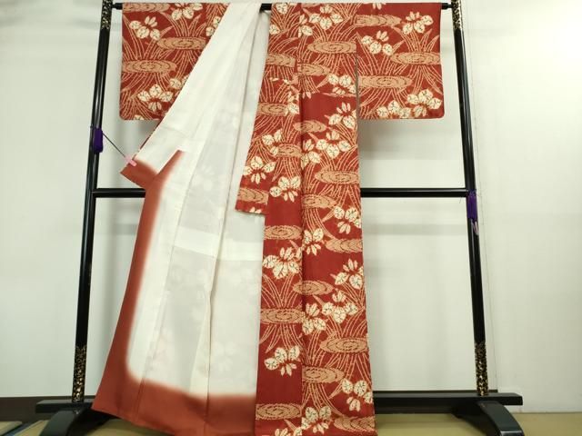 平和屋本店□極上 岩手の匠 草紫堂 南部絞り 茜染 紬