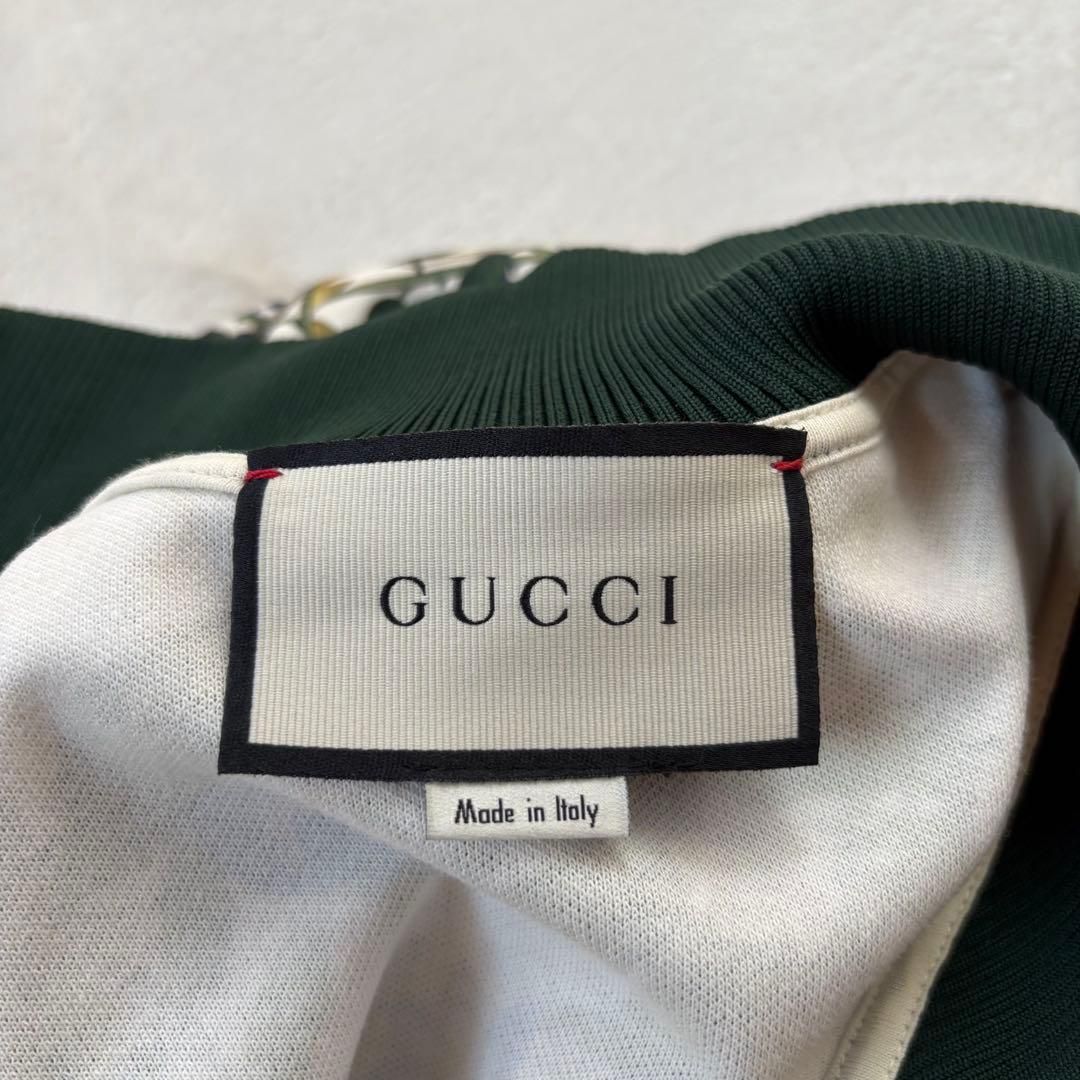 極美 GUCCI フローラルプリント 花柄 ノースリーブワンピース フリル袖