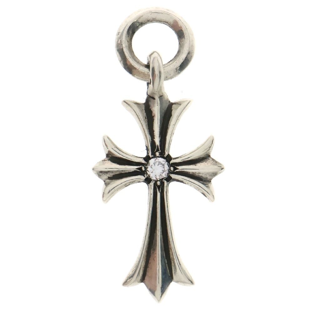 CHROME HEARTS クロムハーツ TINY CH CROSS タイニーCHクロスアフター1ダイヤ チャーム ネックレストップ シルバー