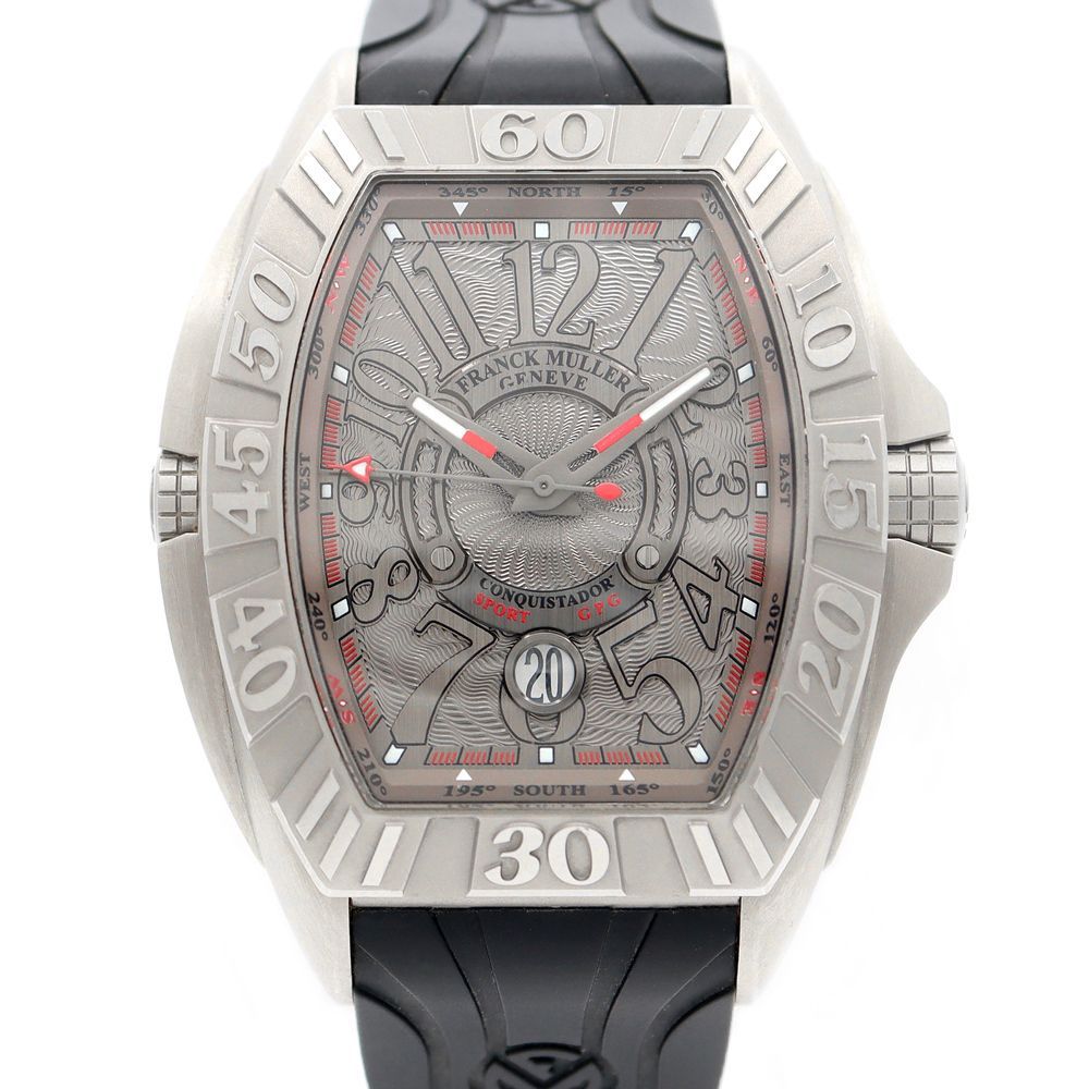 FRANCK MULLER フランクミュラー コンキスタドール グランプリ チタニウム 8900SCDTGPG デイト 100m防水 シルバー Ti  チタン 純正ラバーベルト 純正バックル メンズ 自動巻き【6ヶ月保証】【中古】【腕時計】 - メルカリ