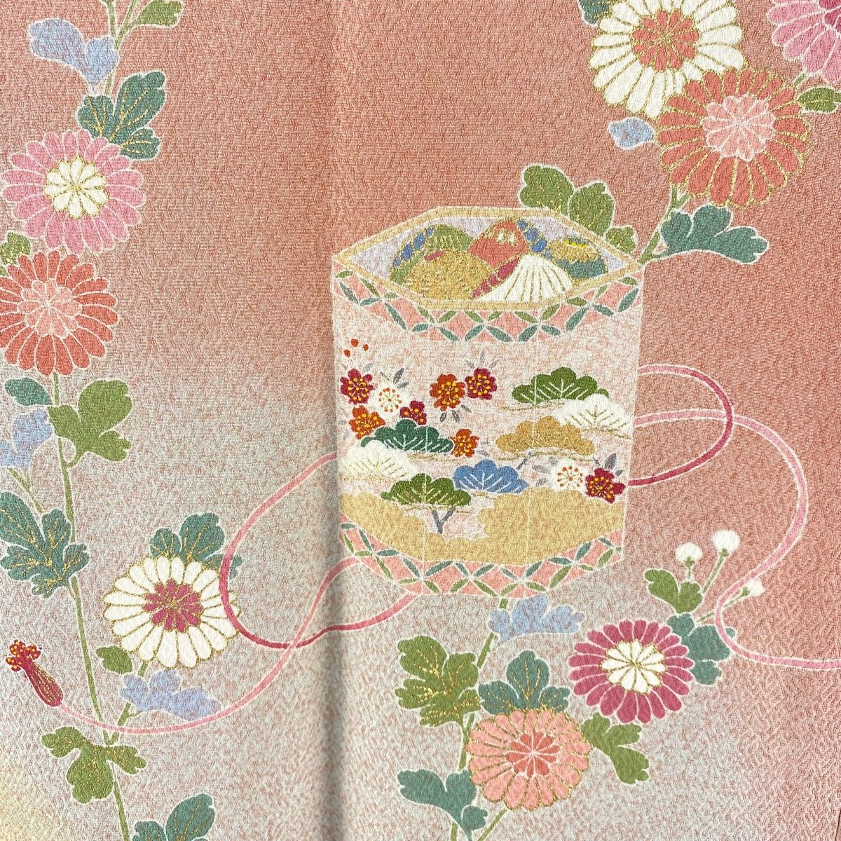 道行 身丈98.5cm 裄丈71cm L 松井青々 和装コート 角衿 落款 橘 入子菱  