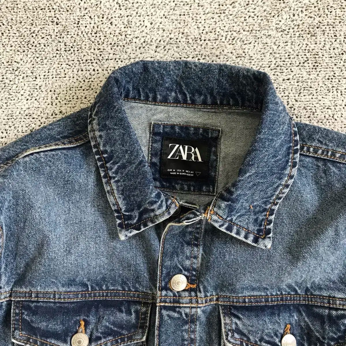 ZARA デニムジャケットM m ZARA コントラスト ジャケット デニム