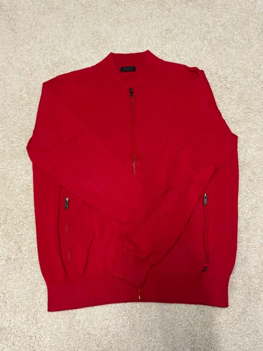 ZEGNA ゼニア Z Zegna レッド ニット セーター ジップアップ カーディガン M 100
