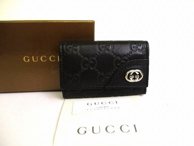 グッチ GUCCI GG シマ レザー インターロッキングG 6連 キーケース キーリング メンズ レディース