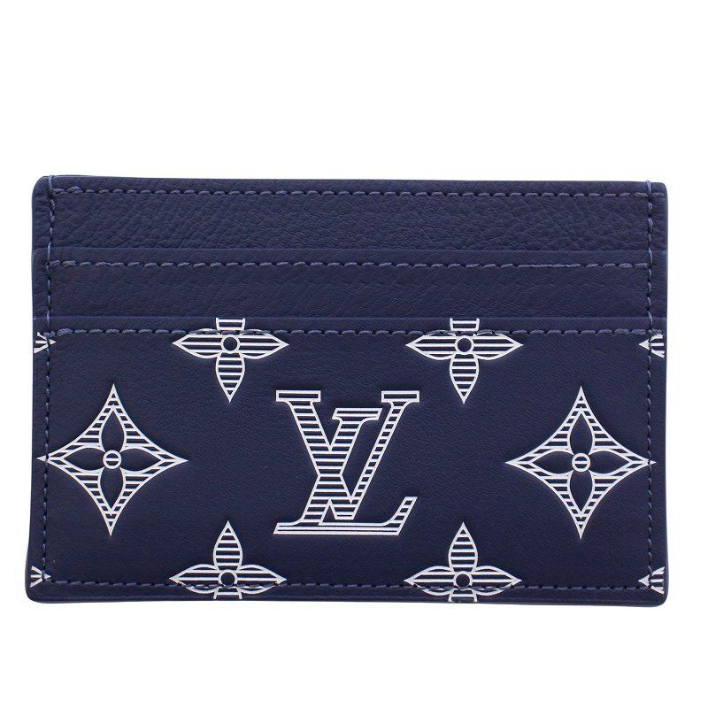 ルイヴィトン LOUIS VUITTON ポルト カルト ダブル モノグラム シャドウ レザー カード入れ 名刺入れ 牛革 総柄 紺 ネイビー M83700 |XZ OH GY12