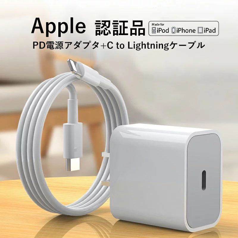 IphonePD充電器 USB-C電源アダプタ+急速充電ケーブル 【2点