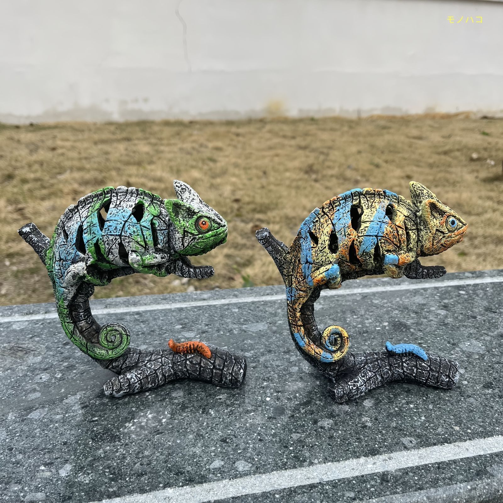 金属の彫刻 カメレオン 彫刻鉄動物家具 グリーン 金属飾りの置物