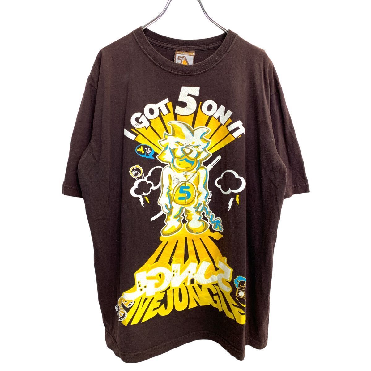 5ive Jungle 半袖 プリント Tシャツ XLサイズ ブラウン コットン メキシコ製 古着卸 アメリカ仕入 t2407-3811
