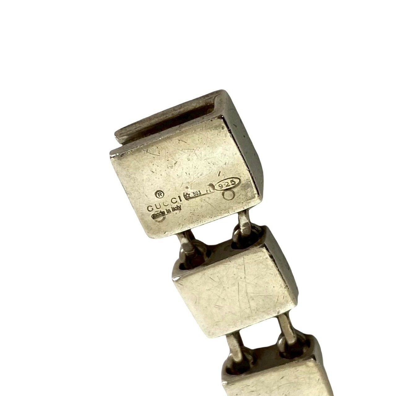 品 GUCCI グッチ スクエア チェーン ブレスレット シルバー925 バングル 小物 シルバー 47967