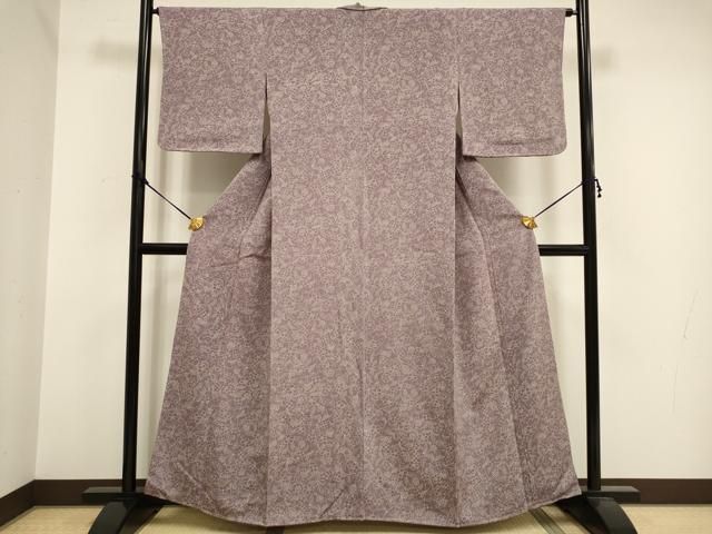 平和屋着物□上質な小紋 更紗花文 鬼しぼ縮緬 正絹 逸品 未使用