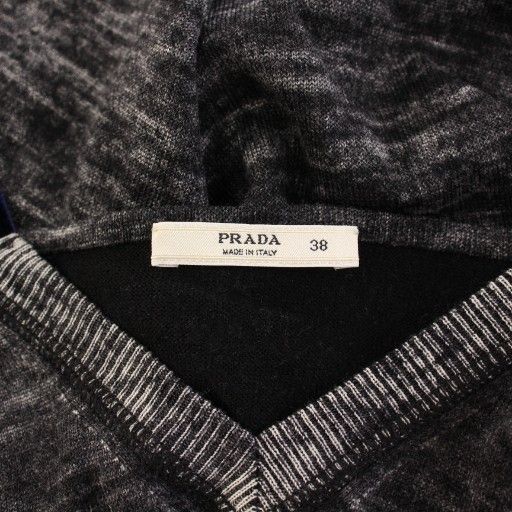 プラダ PRADA ニット 最新 長袖 Vネック 薄手 ベロア 切替 ウール
