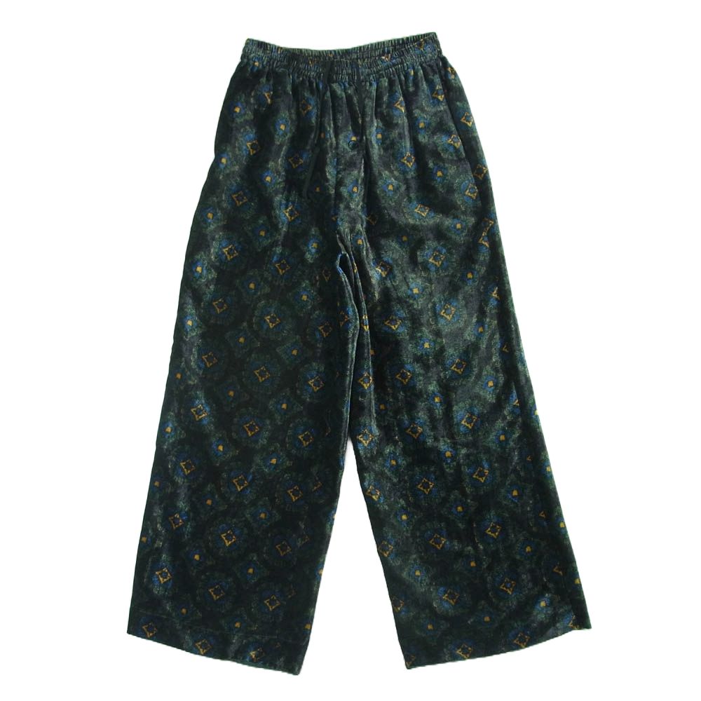 TOGA トーガ TV92-FF314 virilis ビリリース VELVET PRINT PANTS 総柄 ベルベット イージー パンツ ブラック系 モスグリーン系 44【中古】