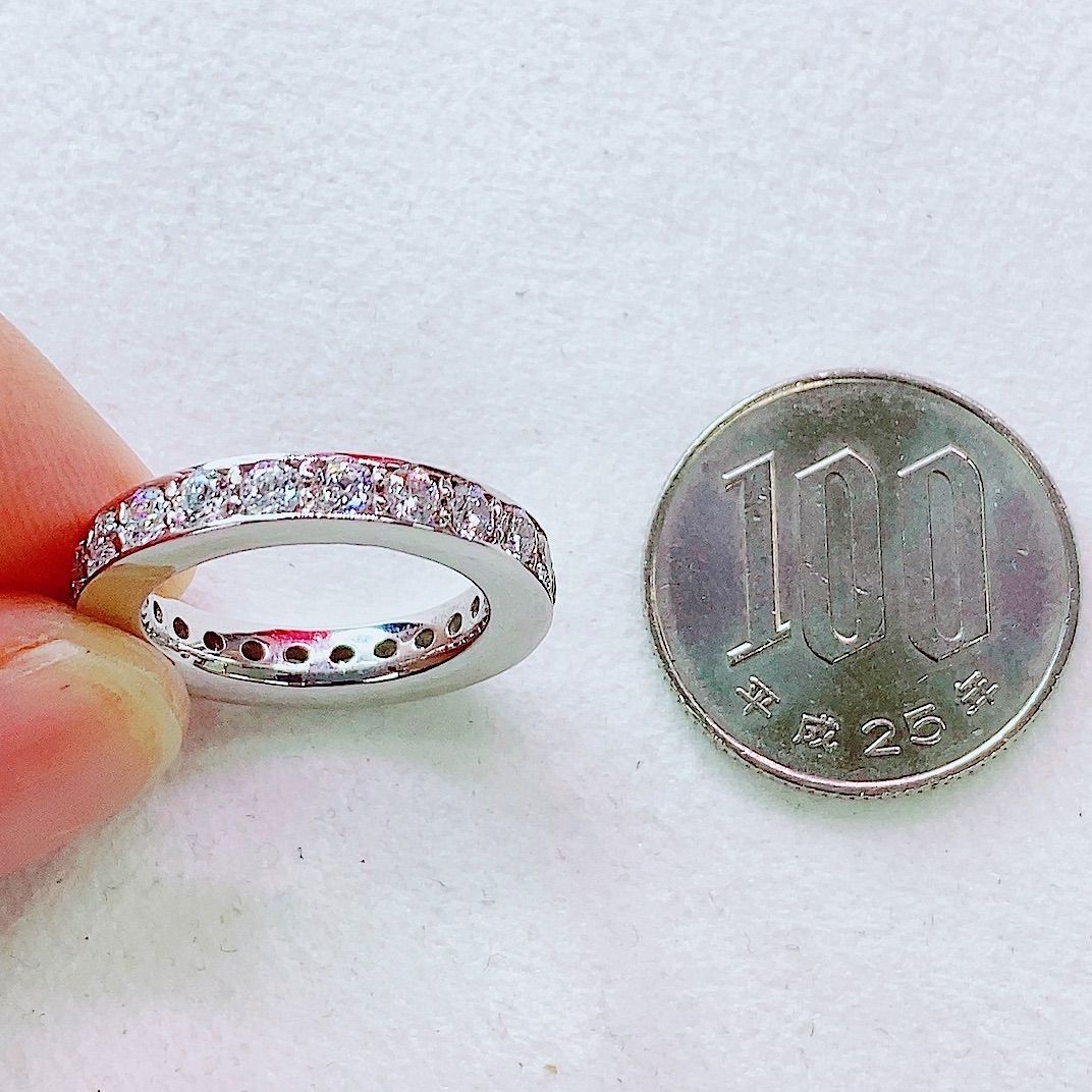 完全オーダー制☆1.90ct☆✨ダイヤレール留めフルエタニティリング指輪 
