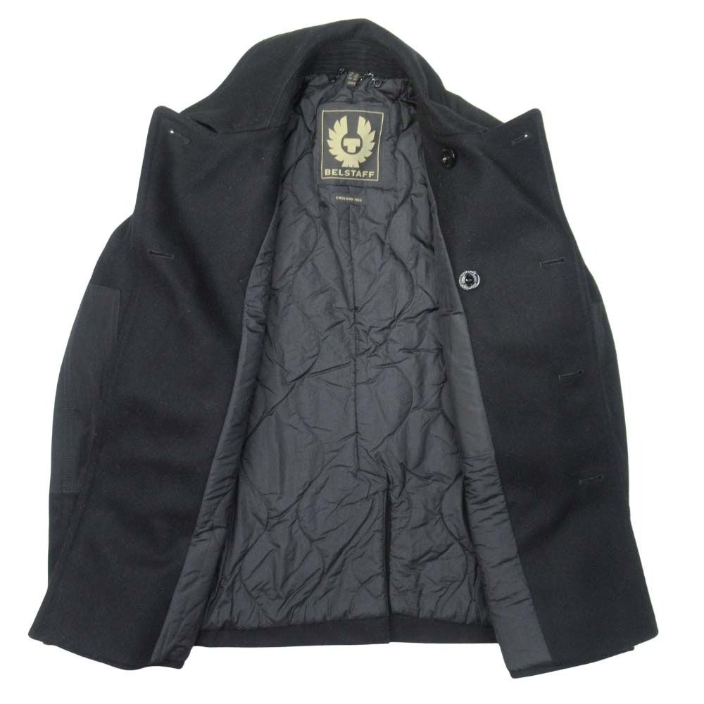 BELSTAFF ベルスタッフ Astern Peacoat 中綿 ショート ピーコート メルトン ジャケット ブルゾン 34 黒 ブラック メンズ 古着