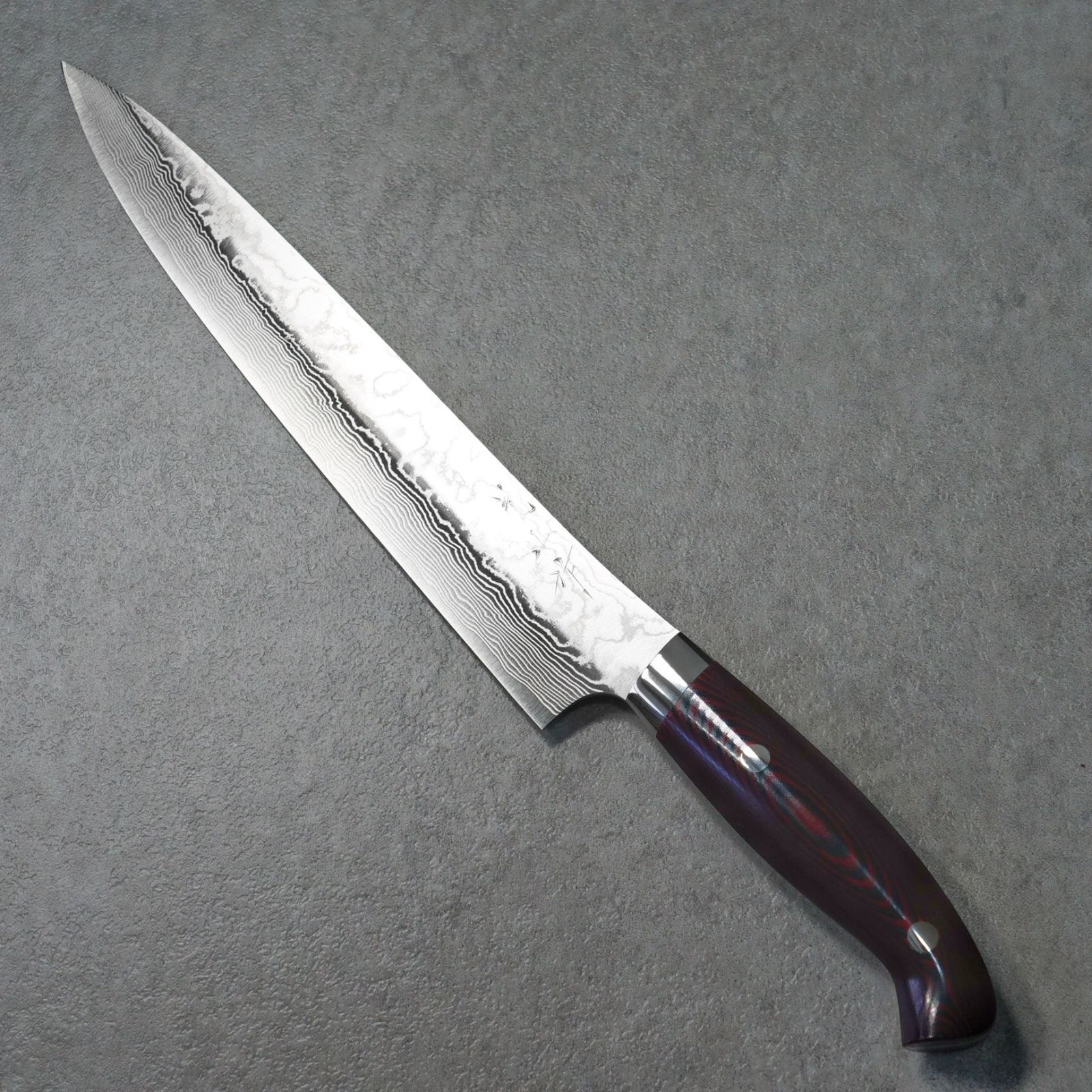 片山打刃物 包丁 筋引包丁 240mm スーパーゴールド2 ダマスカス マイカルタ柄 暁シリーズ 送料無料 ギフトラッピング対応 yu302