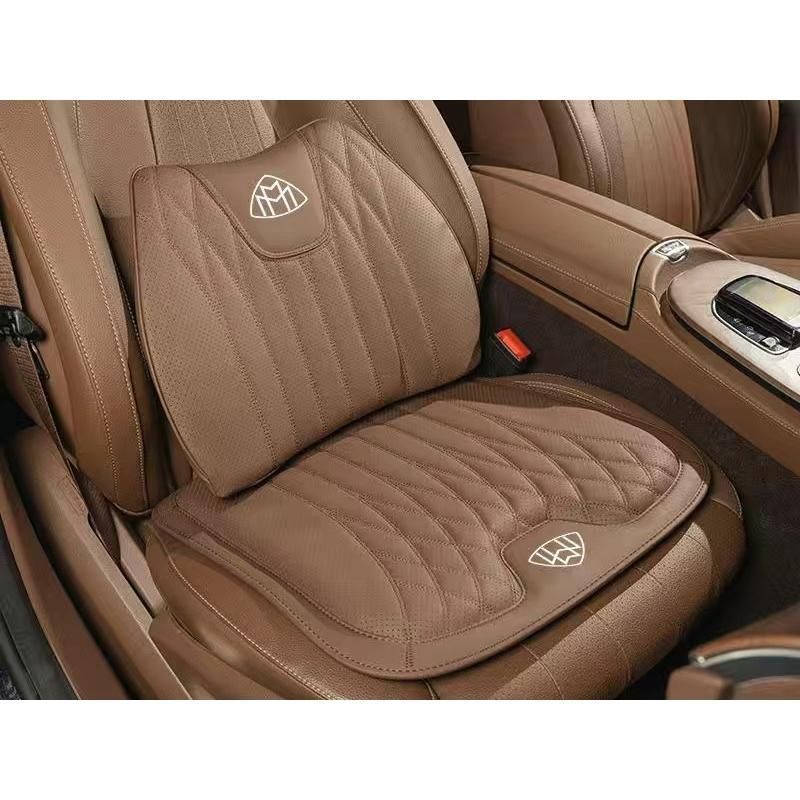 ◆マイバッハ Maybach◆ブラウン◆シートクッション 車用 シートカバー ナッパ レザー 腰当て 滑り止め 弾性 座布団1点 腰クッション1点 aa