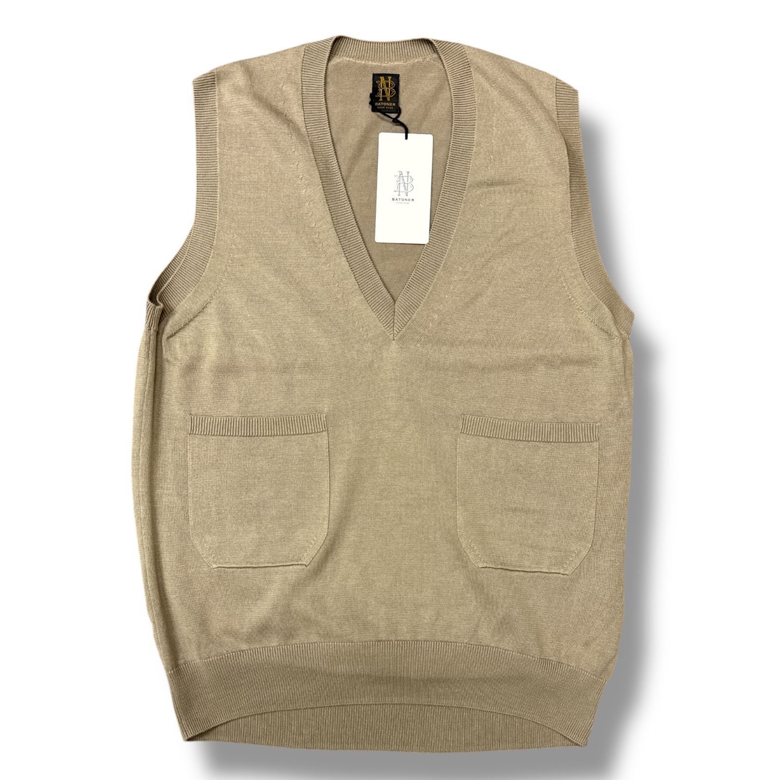 参考上代26400円 未使用品 BATONER 23SS Cotton knit Vest Vネック 