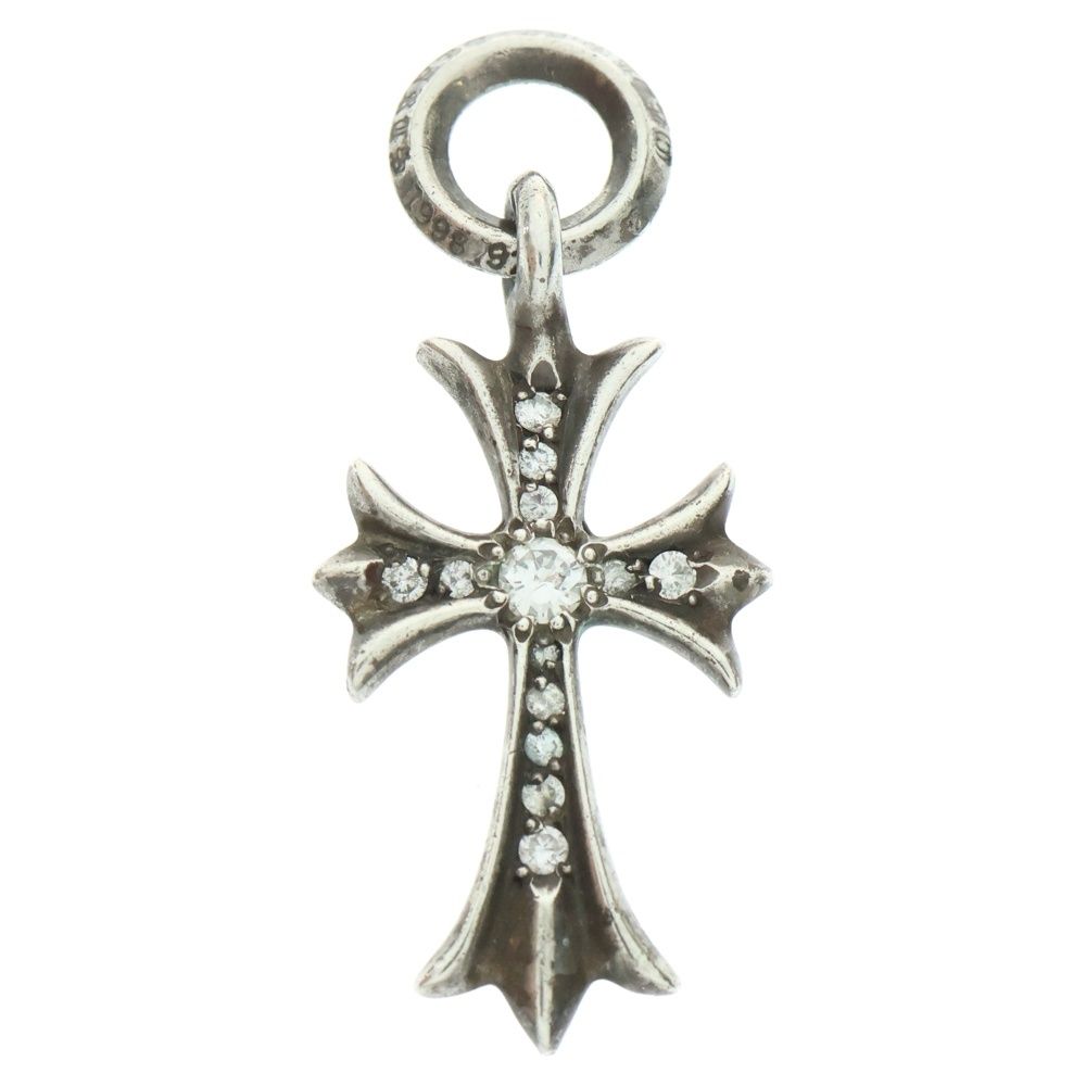 CHROME HEARTS クロムハーツ TINY CH CROSS P DMND タイニーCHクロス チャーム アフター パヴェ ダイヤ ネックレストップ シルバー BCA382
