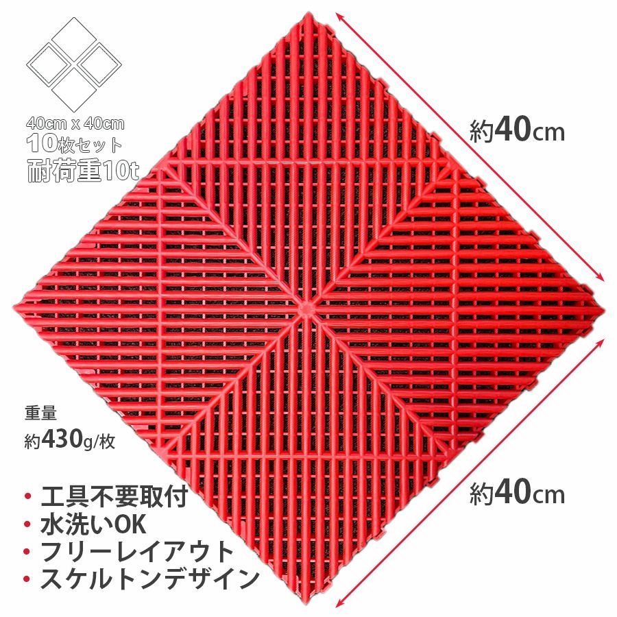 ガレージタイル ガレージマット 10枚セット 40cm×40cm×1.8cm はめ込み 置き敷き バイク 車 駐車場 屋外 屋内 ガーデニング 軽量  ショールーム 倉庫 テラス フロアタイル ジョイント フロアデッキ エクステリア NP-017 区分60S - メルカリ