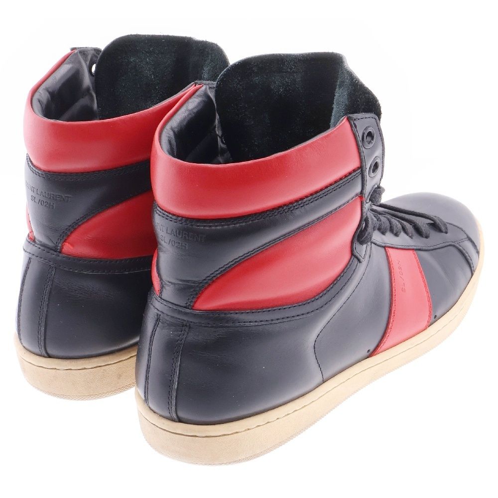 SAINT LAURENT ブラック/レッド ハイカットスニーカー SAINT LAURENT ブラック/レッド ハイカットスニーカー 【公式通販】