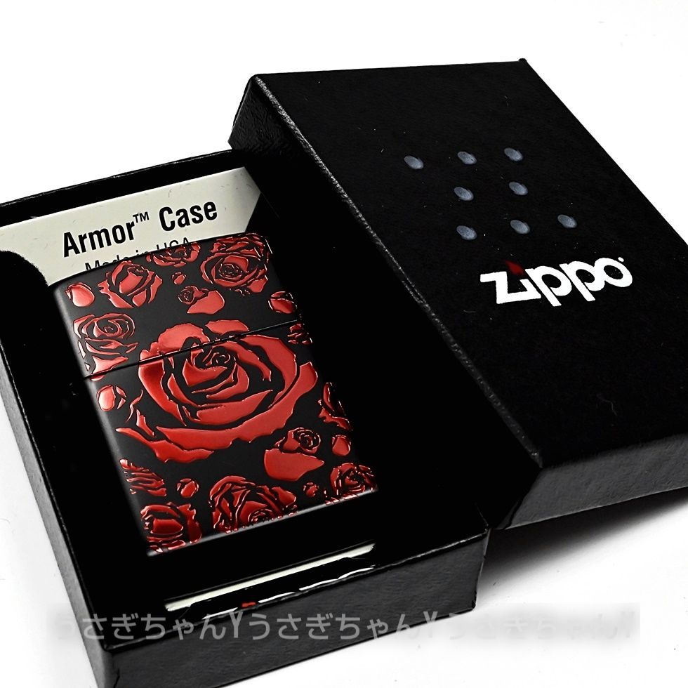 zippo☆アーマー☆5面彫刻☆RED ROSE☆薔薇☆ジッポ ライター - メルカリ