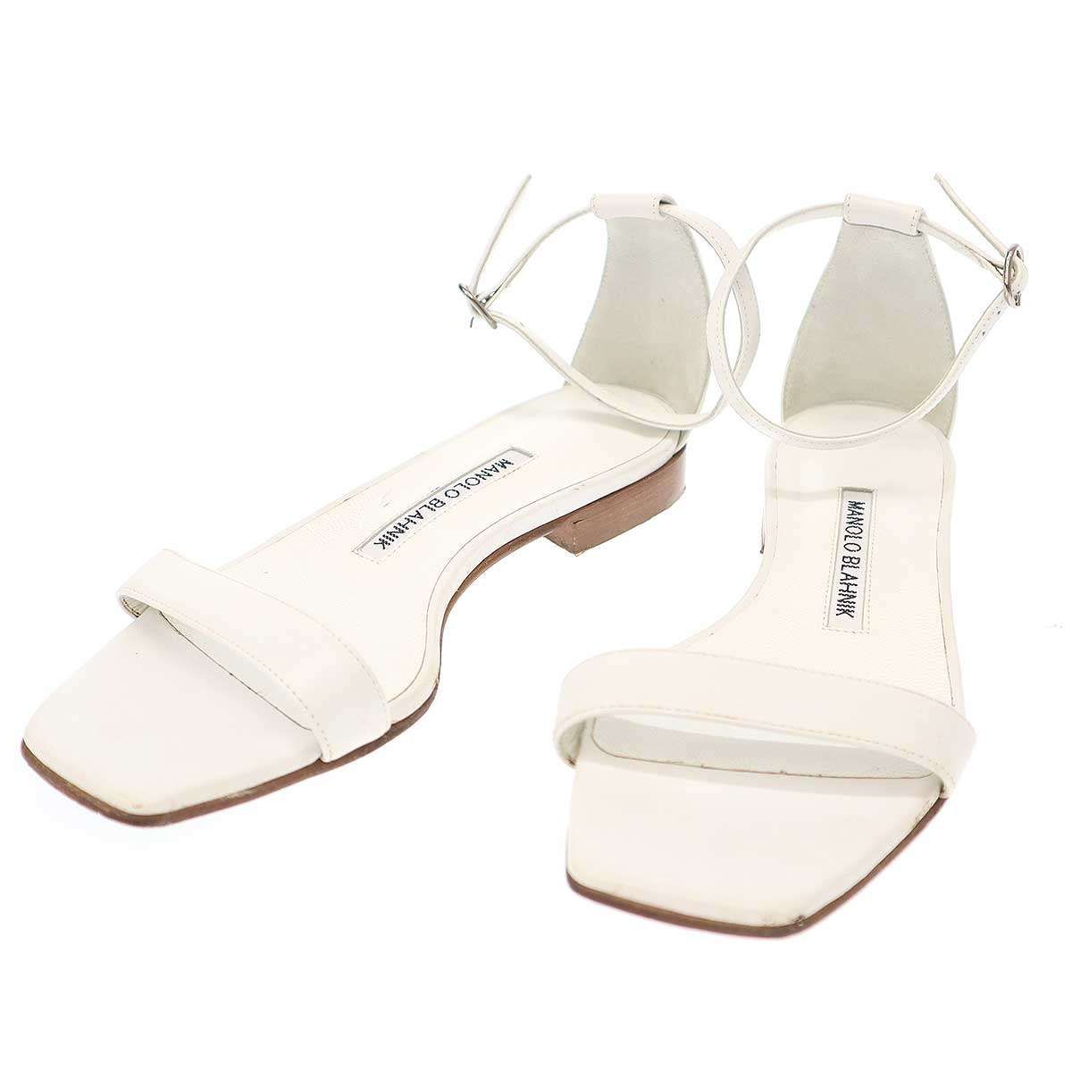 MANOLO BLAHNIK マノロブラニク フラットレザーサンダル ホワイト 36 
