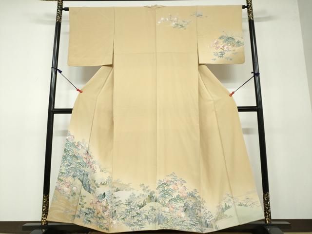 平和屋着物■極上　黄金糸　訪問着　ロング丈　こがね袖　名物裂葡萄唐草文様　暈し染め　反端付き　逸品　未使用　DZAA8135kh5 平和屋着物□極上 黄金糸 訪問着 ロング丈 こがね袖 名物裂葡萄