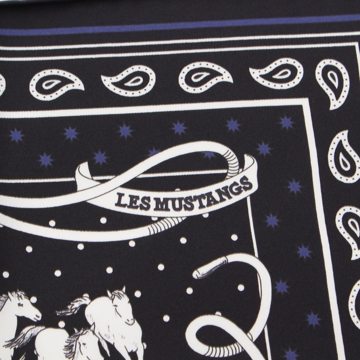 エルメス カレ 55 バンダナ Les Mustangs Bandana 野生馬 スカーフ