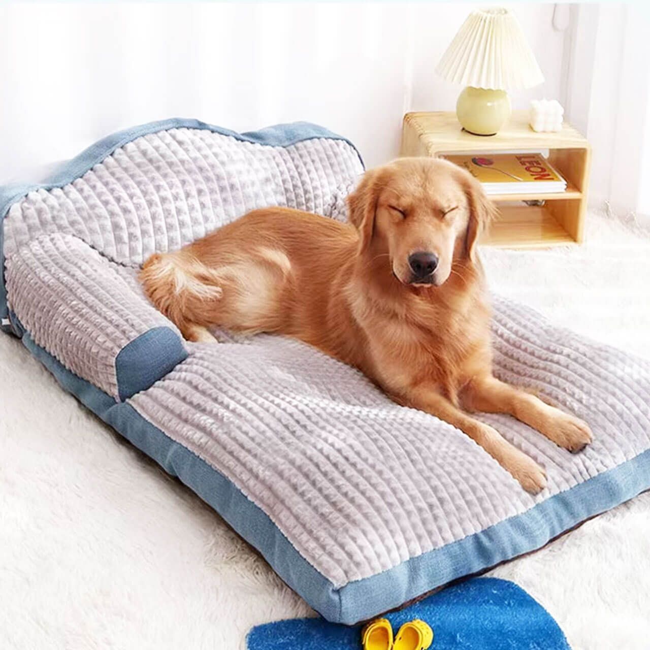 XL 2XL ペットベット ペット用品 猫 犬 犬用品 猫用品 ベッド 大型犬 大型犬用 ゴールデンレトリバー 犬ベッド ペットベッド カバー取り外し 洗える 滑り止め ペット ベッド ふわふわ 冬用 クッション ペット用ベッド ブルー レモン