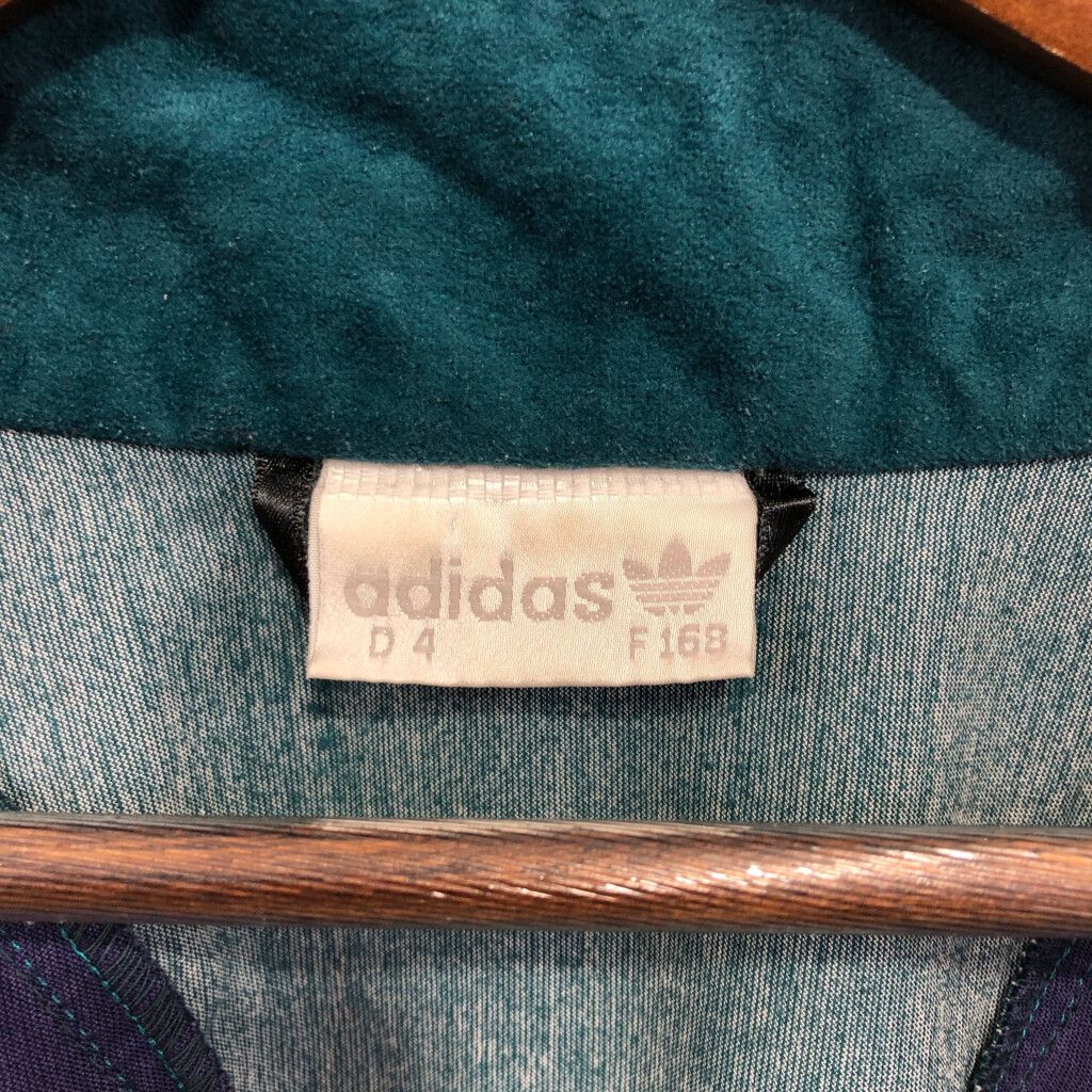 80年代 adidas アディダス ベロア トラックジャケット アウター スポーツ グリーン (メンズ F168) 中古 古着 P8927