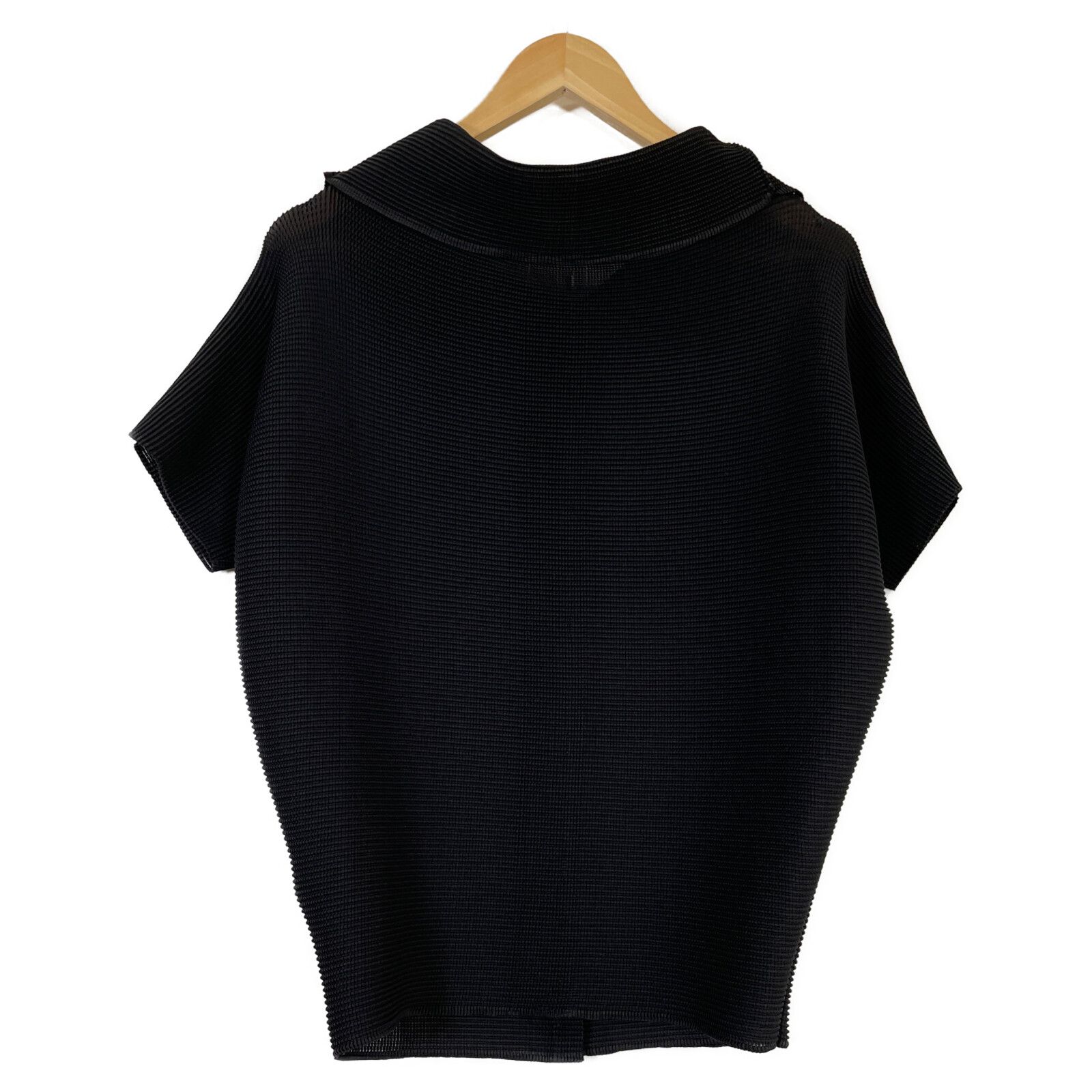 MeISSEYMIYAKE ミーイッセイミヤケ MI73FO128  ワッフルプリーツハイネックショートスリーブシャツ シャツ ブラック レディース MeISSEYMIYAKE ミーイッセイミヤケ MI73FO128 ワッフルプリーツ