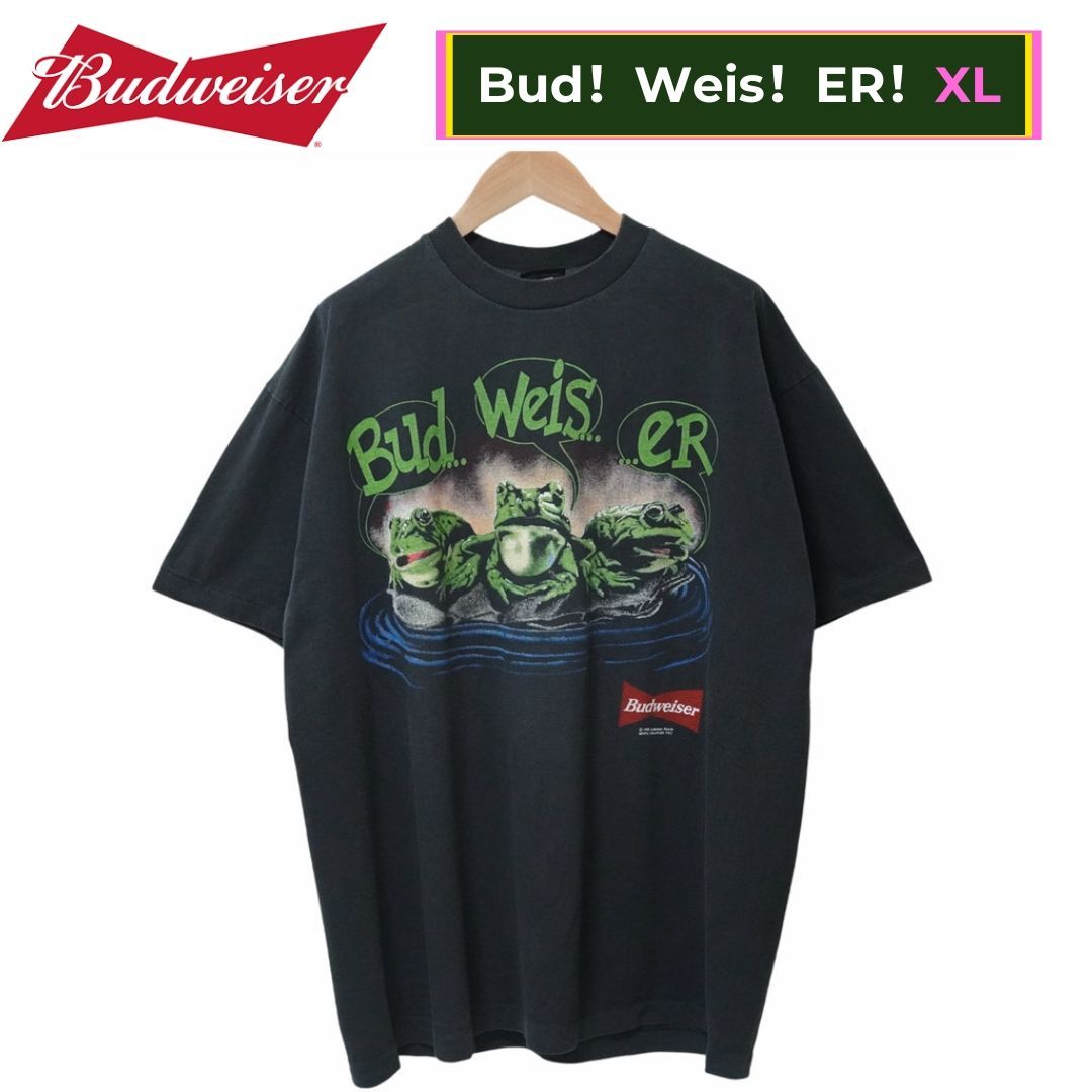 激レア Budweiser バドワイザー UFO TシャツOld Vintage バドワイザー Tシャツ XL ブラック 90s USA製 Changes