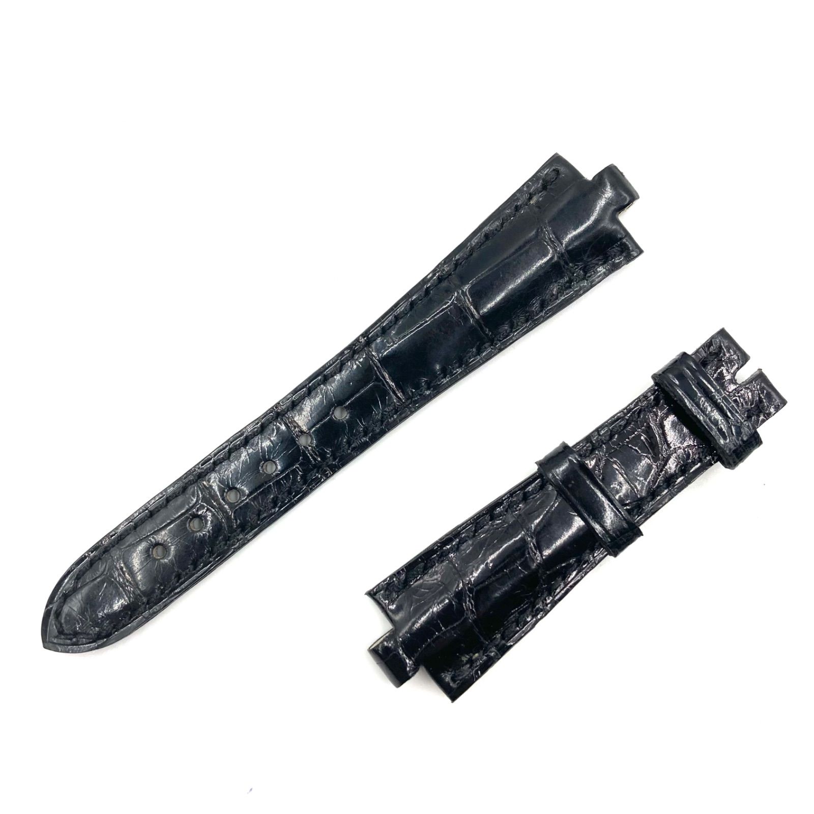 ♥品 BVLGARI ブルガリ 腕時計替えベルト アリゲーター ブラック cousu main 尾錠側180mm 剣先側180mm レザー