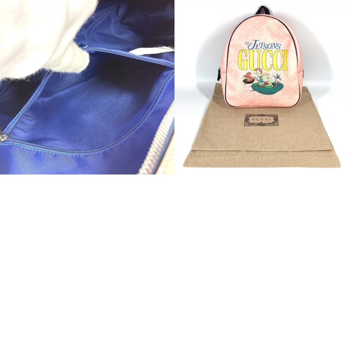 グッチ GUCCI チルドレンズ 433578 ベージュxピンク GGスプリームキャンバス レザー ヒグチユウコ コラボ ウサギ リュック・デイパック キッズ A 101719380