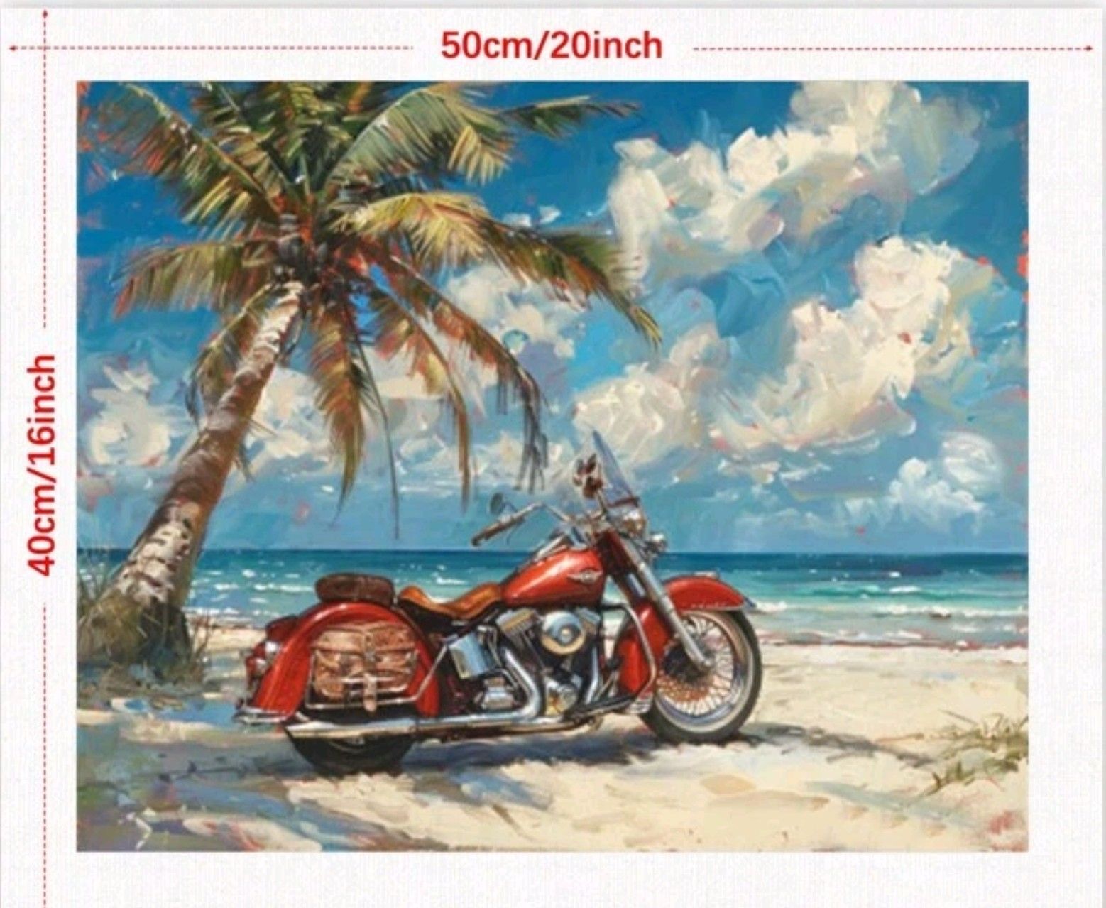 大人の塗り絵 数字塗り絵  40x50cm  アクリル絵の具 【バイクと海 2407122】ペイントバイナンバー Number Coloring