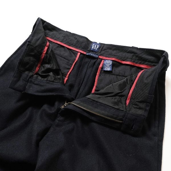 00's ギャップ GAP ノータック ウールフランネル パンツ 濃紺 (32/32