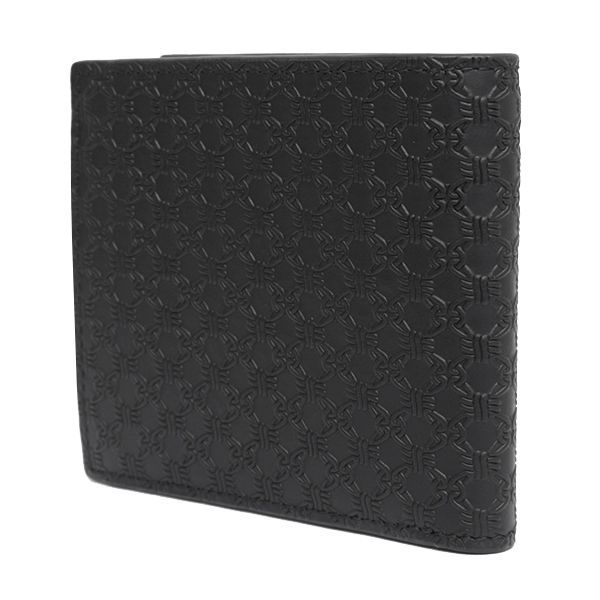 エンポリオアルマーニ 二つ折り財布 ミニ財布 メンズ EMPORIO ARMANI レザー モノグラム柄 エンボスロゴ BLACK アルマーニ エンポリオアルマーニ EMPORIO ARMANI 二つ折 二つ折り財布