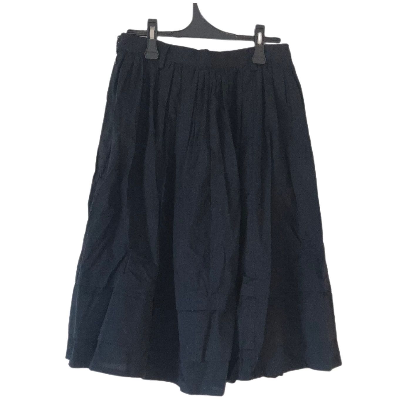 z1387【美品】LIMI feu リミフゥ 膝丈フレアスカート 黒