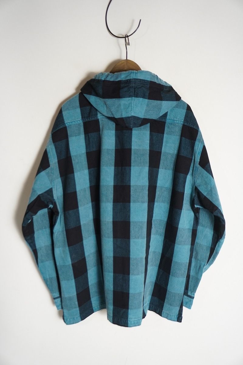Descendant ディセンダント SPICOLI HOODED オーバーダイ加工 フード付き 長袖 バッファロー チェック ヘビー ネルシャツ 青緑1016P♪ WWW_OLIVIERBERNSTEIN_COM