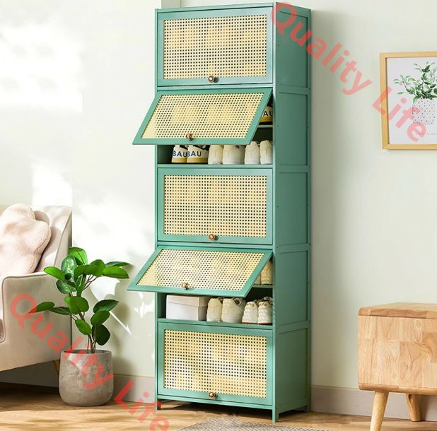 下駄箱 竹製 大容量 靴置き シューズラック 幅約60cm 省スペース シューズキャビネット おしゃれ 収納棚 扉付き 通気 防臭 防塵 クローゼット組立式 靴棚 おしゃれ チーク色 下駄箱 シューズキャビネ 幅60cm 1段 MARWIL-DEMENAGEMENTS_CH