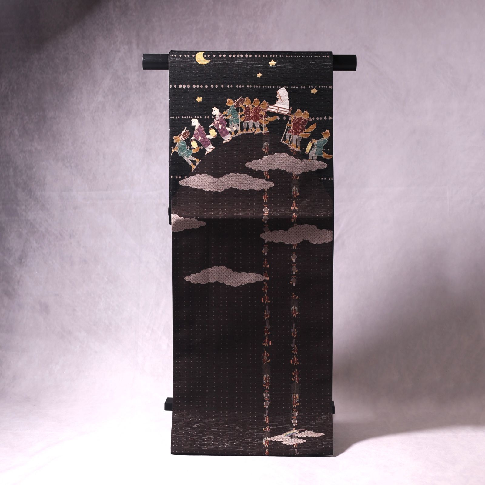 再入荷 .* 新品・未使用 WAKKA 正絹 京袋帯【狐の嫁入り／黒】お仕立て