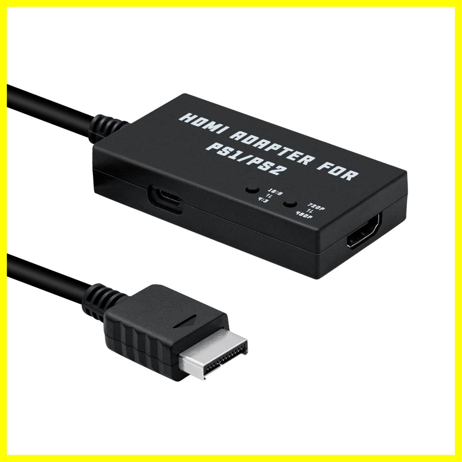 送料無料Mcbazel PS1/PS2専用 HDTVからHDMI変換アダプターケーブル アスペクト比切り替えスイッチ内蔵 4:3から16:9変換可能 HDMI変換接続コンバーター-PS/PS2対応-ブラック