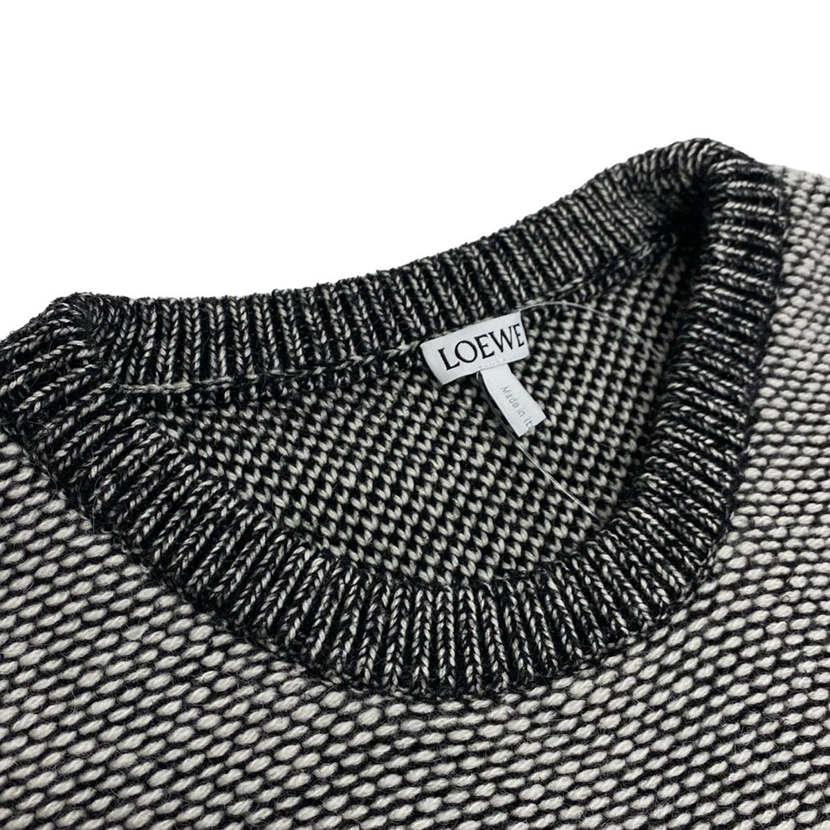 LOEWE(ロエベ) 長袖セーター サイズXL メンズ美品 - 白×黒 アルパカ混  