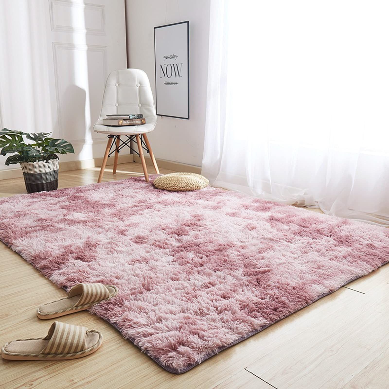 抗菌 ふわっと手触り優しいフランネルラグ 洗えるラグ 160x200cm(約2畳) 滑り止め付 折り畳み 長方形 ラグカーペット (ピンク ラグマット 160x200cm)