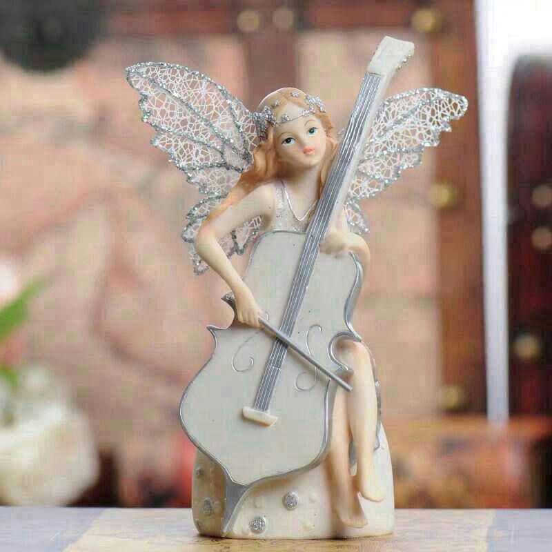 子供部屋の装飾品女の子楽器小さな天使の置物小さなチェロギター花の 