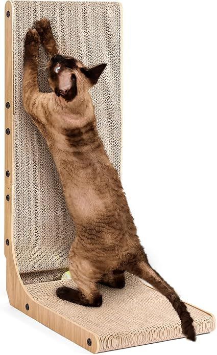 【在庫処分】EHEYCIGA 猫 爪研ぎ 猫 爪とぎベッド 猫 つめとぎ 猫 家 L バリバリボード 猫グッズ 猫の爪とぎ段ボール （L字型，42x28x68cm）