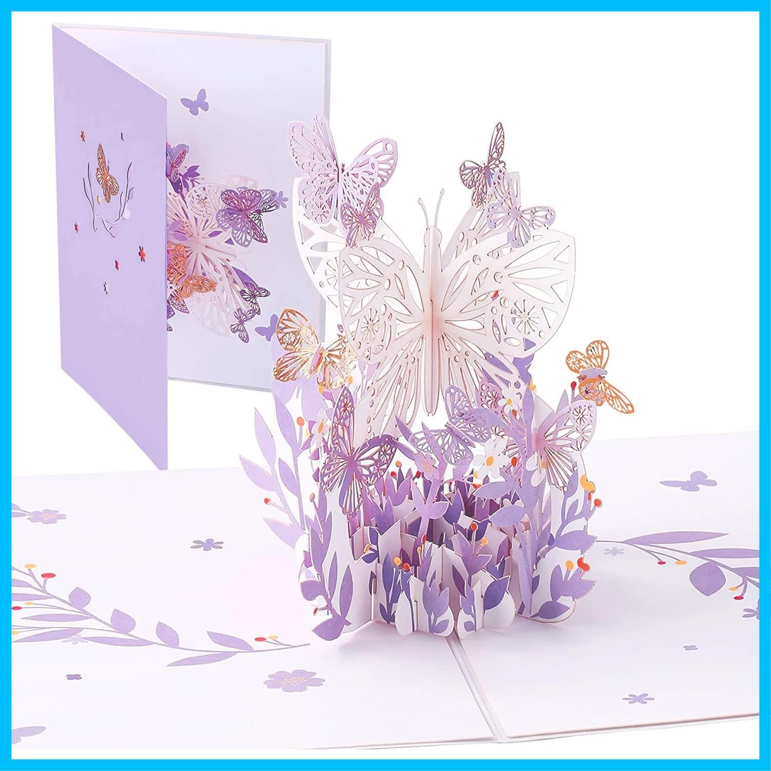 数量限定】誕生日カード バースデーカード グリーティングカード メッセージカード 立体カード3Dポップアップカード 立体 シンプル 祝福カード 誕生日  フラワーカード 手作りの贈り物 おしゃれ (紫の蝶) メルカリ