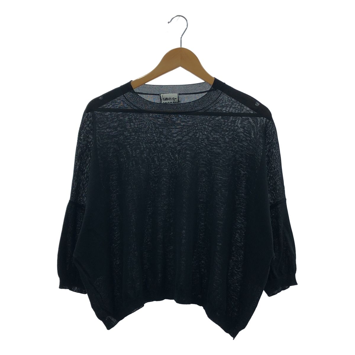 humoresque | ユーモレスク | crew neck knit コットン クルーネック 8分袖 ニット | F | ブラック | レディース